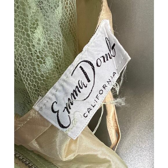 Vintage 1960s Emma Domb Green Lace Evening Gown Medium - Picture 6 of 6